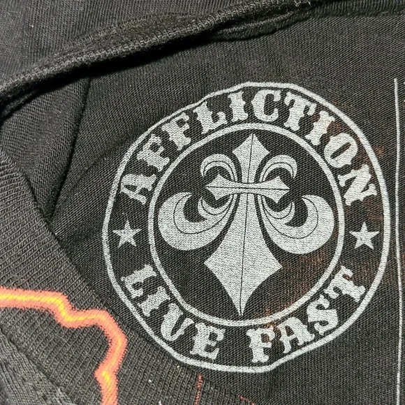 Affliction Infernal Nightmare Black & Red T-Shirt Size LARGE - Picture 8 of 13